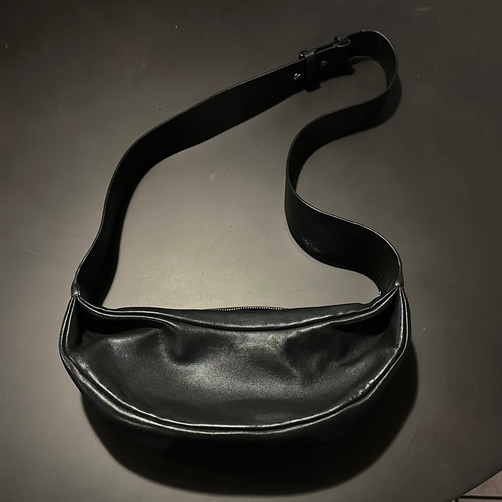 COS Black Leather Swing Crossbody Bag